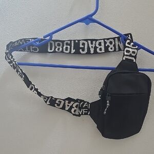 Black Belt Bag with Decorative Strap